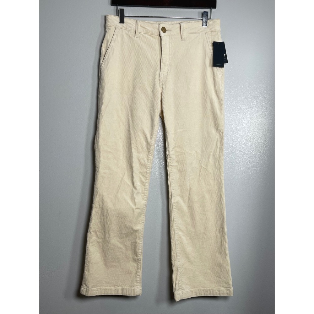 KUT FROM THE KLOTH Ivory Corduroy Straight Leg Pants Size 6 NEW Casual Fall